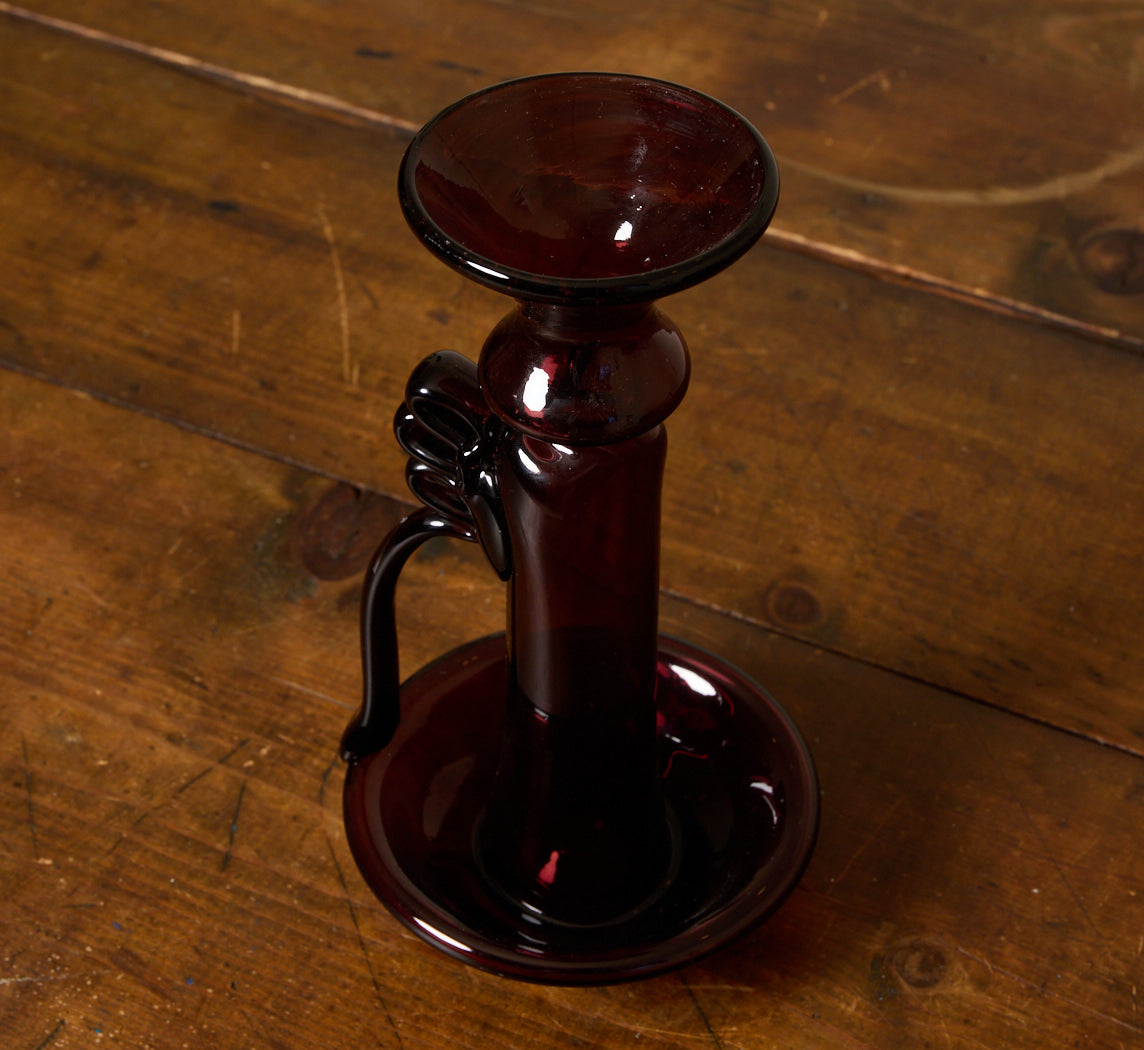 PORTA GLASS CANDLEHOLDER BY LA SOUFFLERIE IN FRAMBOISE