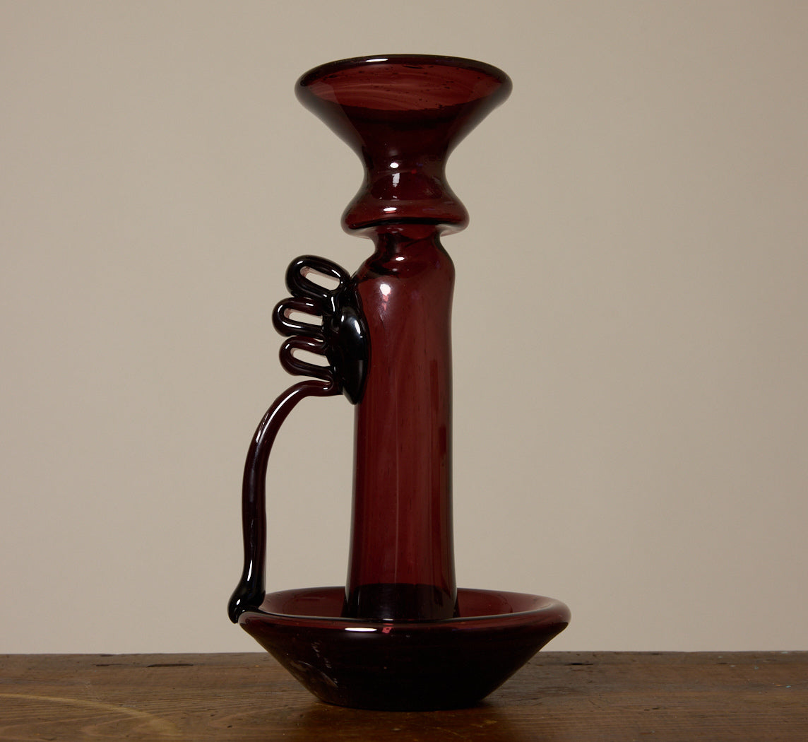 PORTA GLASS CANDLEHOLDER BY LA SOUFFLERIE IN FRAMBOISE