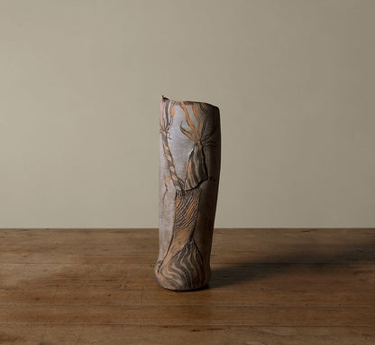 HAND BUILT TALL VASE BY GAY RIBISI