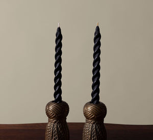 SPIRAL TAPER BEESWAX CANDLE IN BLACK