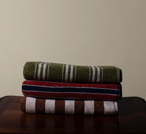 CHARLOTTE TOWEL IN OLIVE AND CREAM