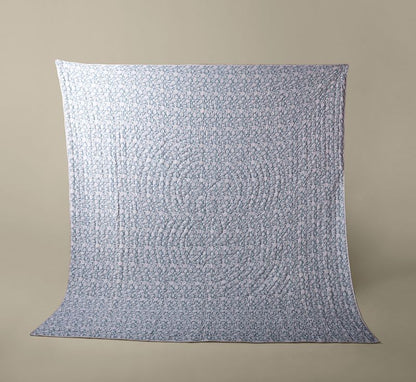 SARA  HAND BLOCK-PRINTED REVERSIBLE QUILT IN DENIM BLUE (QUEEN/KING)