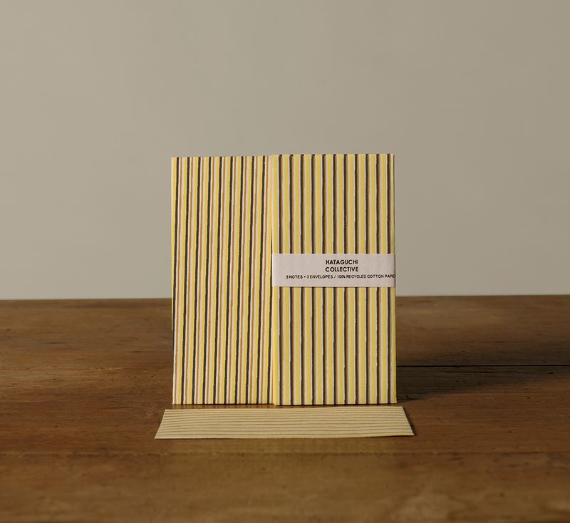 SCREEN PRINTED LARGE CARD SET IN YELLOW STRIPE