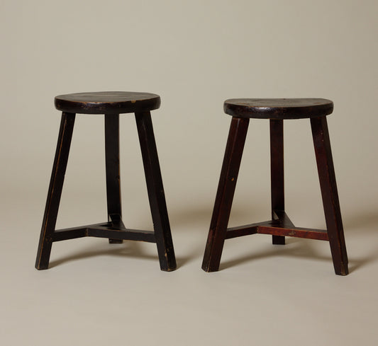 PAIR OF VINTAGE JAPANESE CEDAR STOOLS