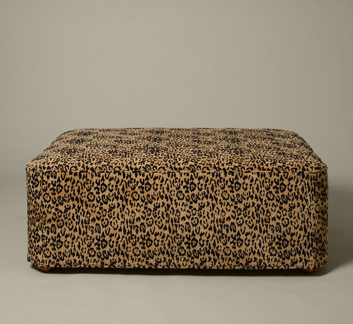 PIERCE & WARD RECTANGLE OTTOMAN IN FAUSTO LEOPARD