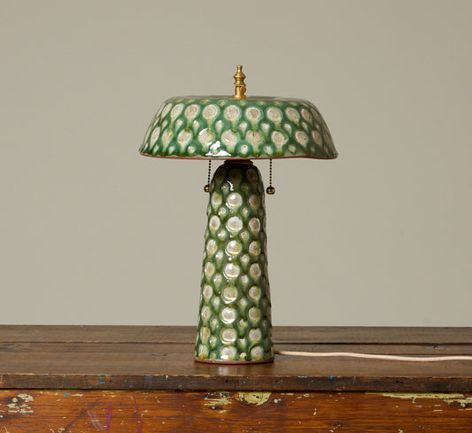 CASA ALFARERA POLKA LAMP IN JADE GREEN WITH CREAM DOTS