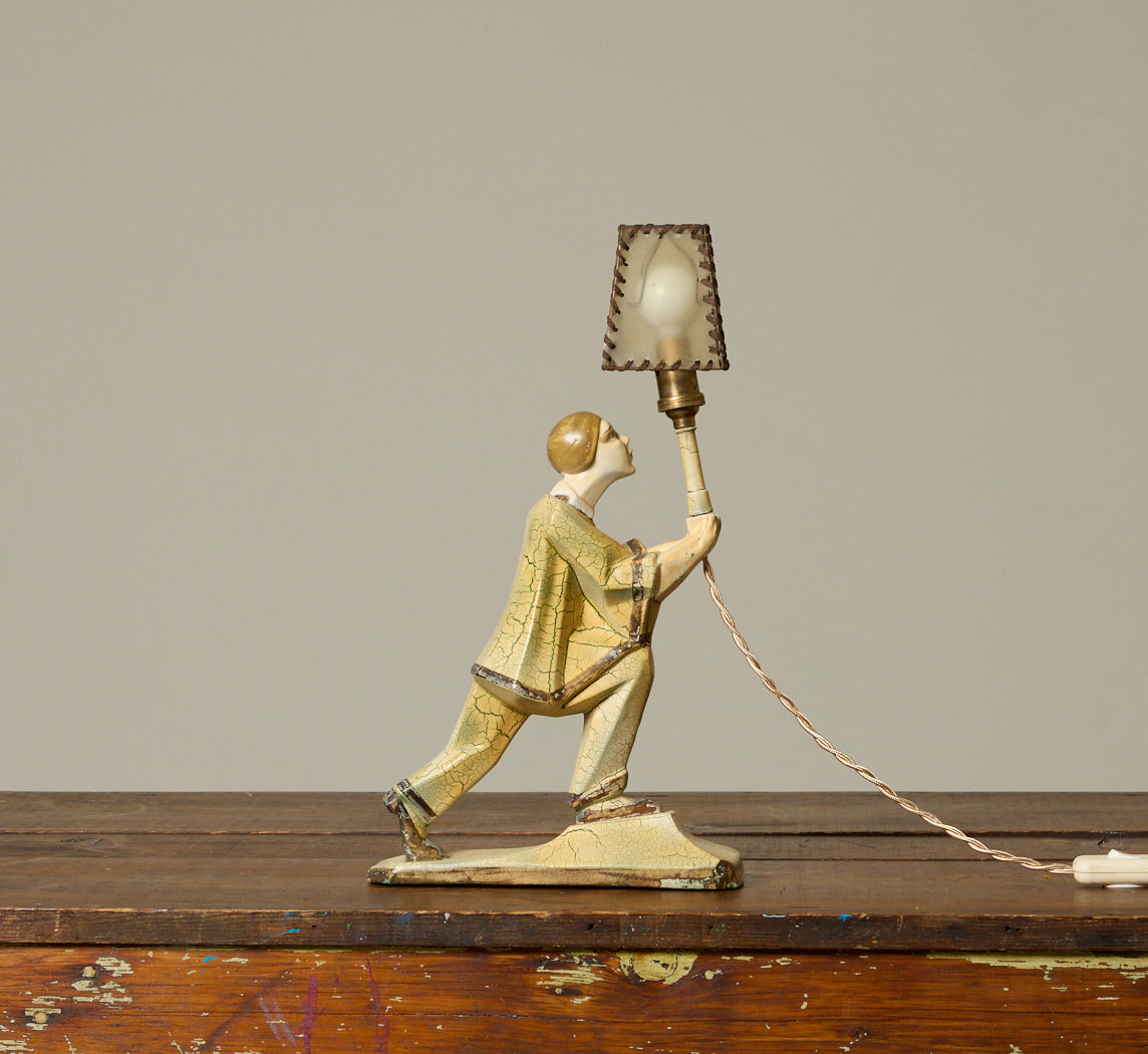 FRENCH ART DECO HARLEQUIN TABLE LAMP, C.1920