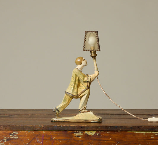 FRENCH ART DECO HARLEQUIN TABLE LAMP, C.1920