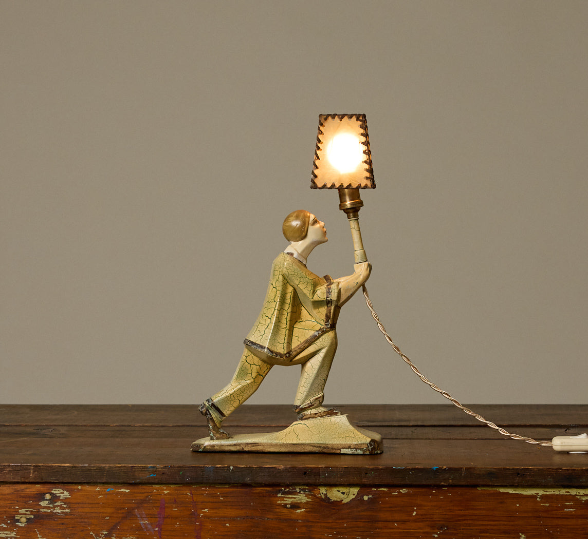 FRENCH ART DECO HARLEQUIN TABLE LAMP, C.1920