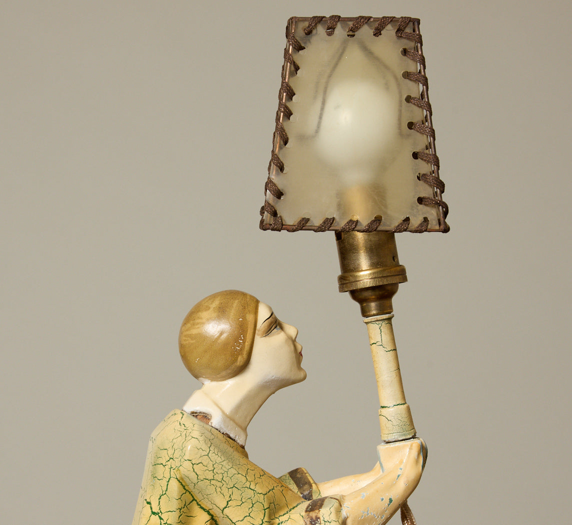 FRENCH ART DECO HARLEQUIN TABLE LAMP, C.1920