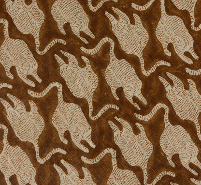 PIERCE & WARD CIRCLE OTTOMAN IN VINTAGE TIGER BLOCK PRINT