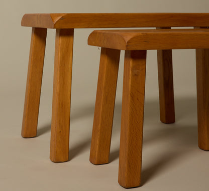 PAIR OF 1970s GERMAN BRUTALIST NESTING TABLES