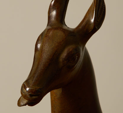 1940S FRENCH PATINATED BRONZE ANTELOPE