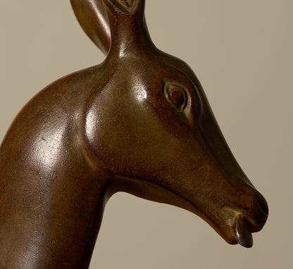 1940S FRENCH PATINATED BRONZE ANTELOPE
