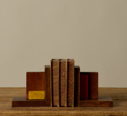 MODERNIST DUTCH WOOD BLOCK BOOKENDS