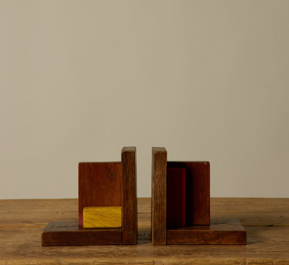 MODERNIST DUTCH WOOD BLOCK BOOKENDS