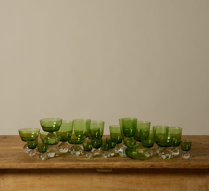 1960S KARL ERICKSON CONTROLLED BUBBLE GREEN GLASSWARE