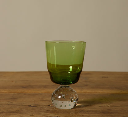 1960S KARL ERICKSON CONTROLLED BUBBLE GREEN GLASSWARE