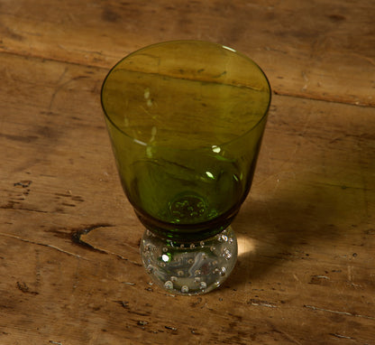 1960S KARL ERICKSON CONTROLLED BUBBLE GREEN GLASSWARE