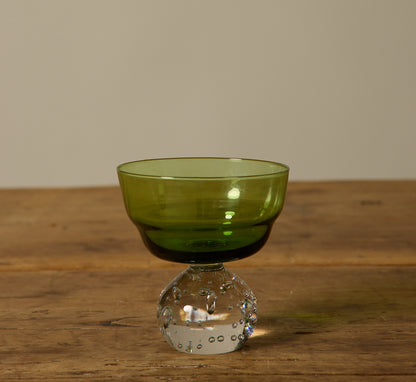 1960S KARL ERICKSON CONTROLLED BUBBLE GREEN GLASSWARE