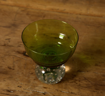 1960S KARL ERICKSON CONTROLLED BUBBLE GREEN GLASSWARE