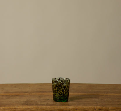 HAND BLOWN MINT TORTOISE SHELL TUMBLER GLASS