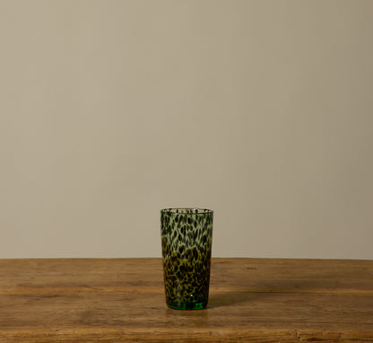 HAND BLOWN MINT TORTOISE SHELL HIGHBALL GLASS
