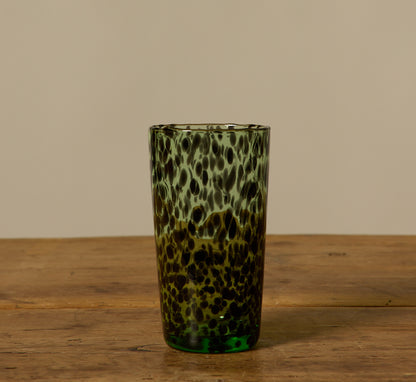 HAND BLOWN MINT TORTOISE SHELL HIGHBALL GLASS