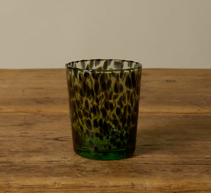 HAND BLOWN MINT TORTOISE SHELL TUMBLER GLASS