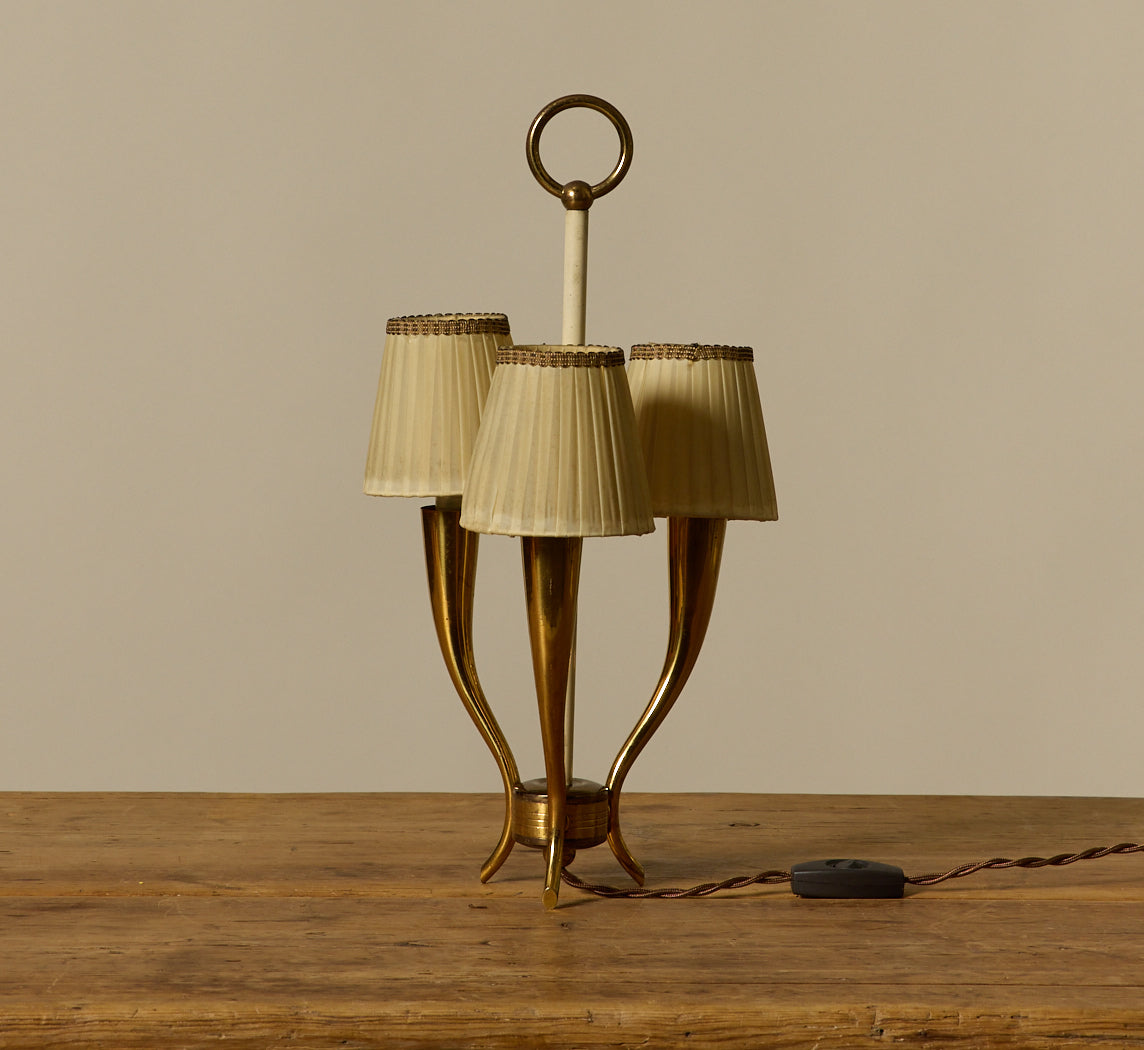 CIRCA 1940S ITALIAN TABLE LAMP WITH ORIGINAL PLEATED SHADES