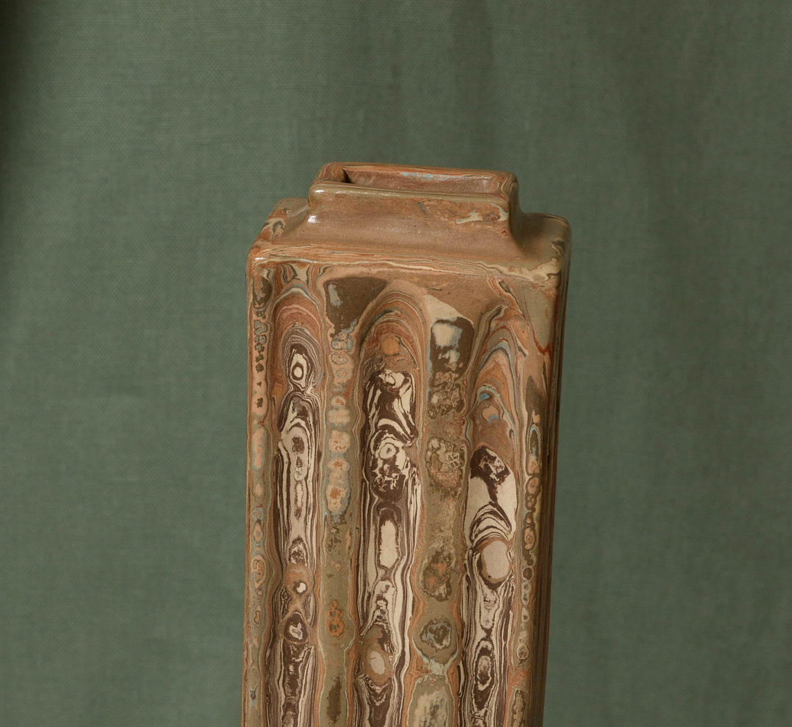 MARBLED EARTHENWARE VASE IN TERRA ROSA BY POTTERY ROMA