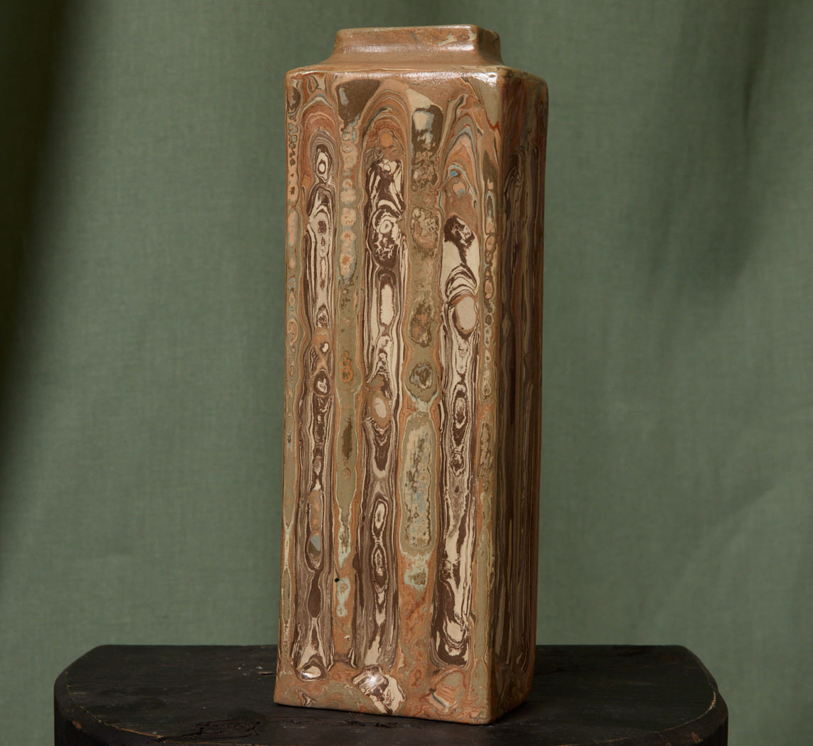 MARBLED EARTHENWARE VASE IN TERRA ROSA BY POTTERY ROMA