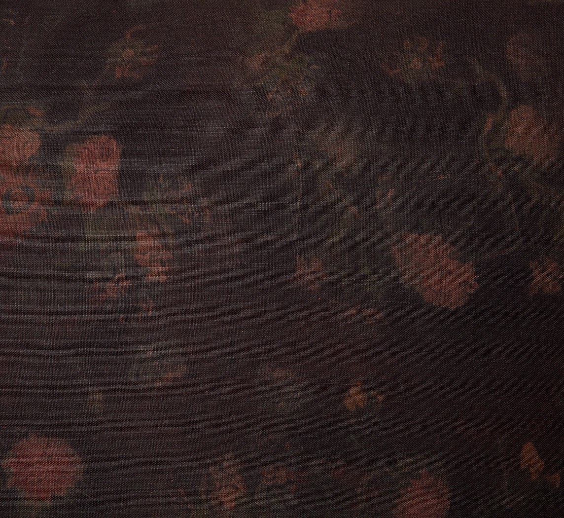 PAIR OF 1950S LOW BACK EASY CHAIRS IN MYSTIC FLORAL LINEN