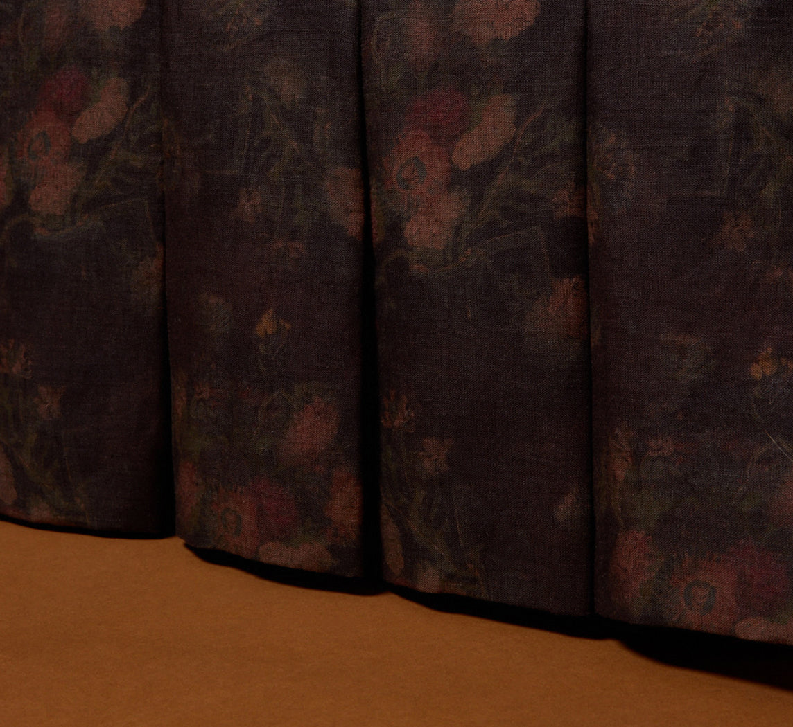 PAIR OF 1950S LOW BACK EASY CHAIRS IN MYSTIC FLORAL LINEN