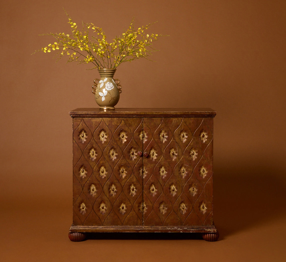 1930S FRENCH CARVED ART DECO SIDE CABINET