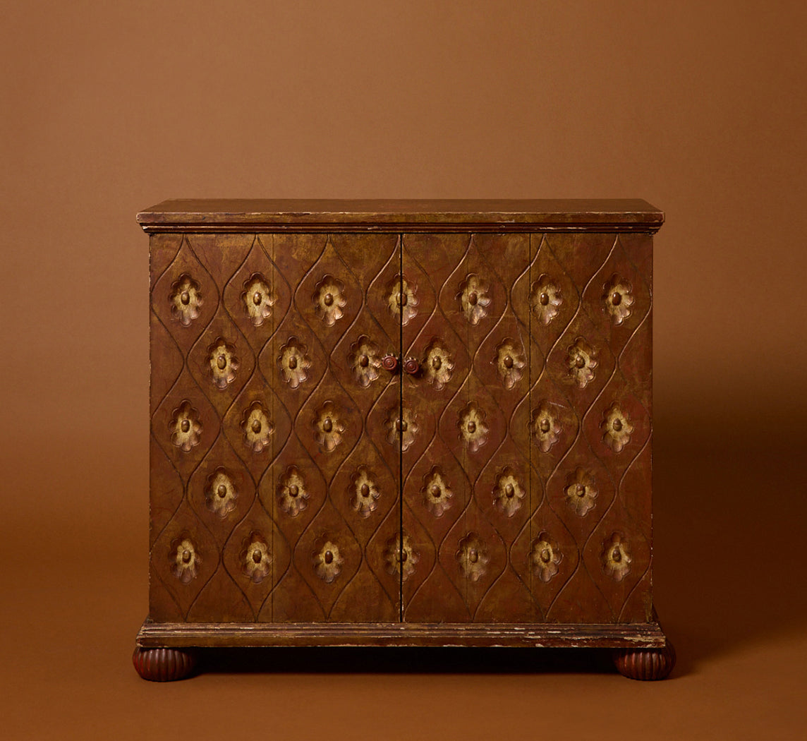 1930S FRENCH CARVED ART DECO SIDE CABINET