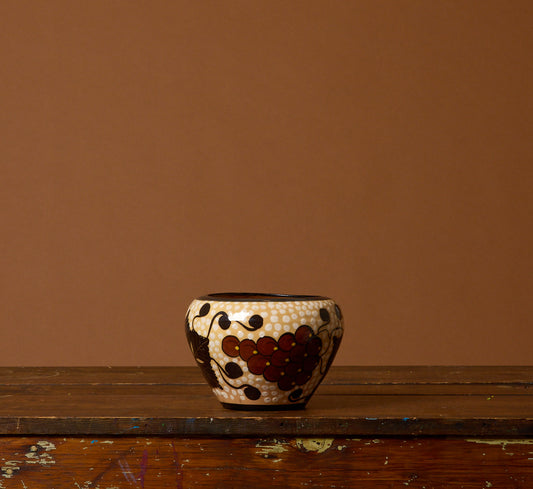 MIDCENTURY ITALIAN BOTANIC MAJOLICA CACHEPOT