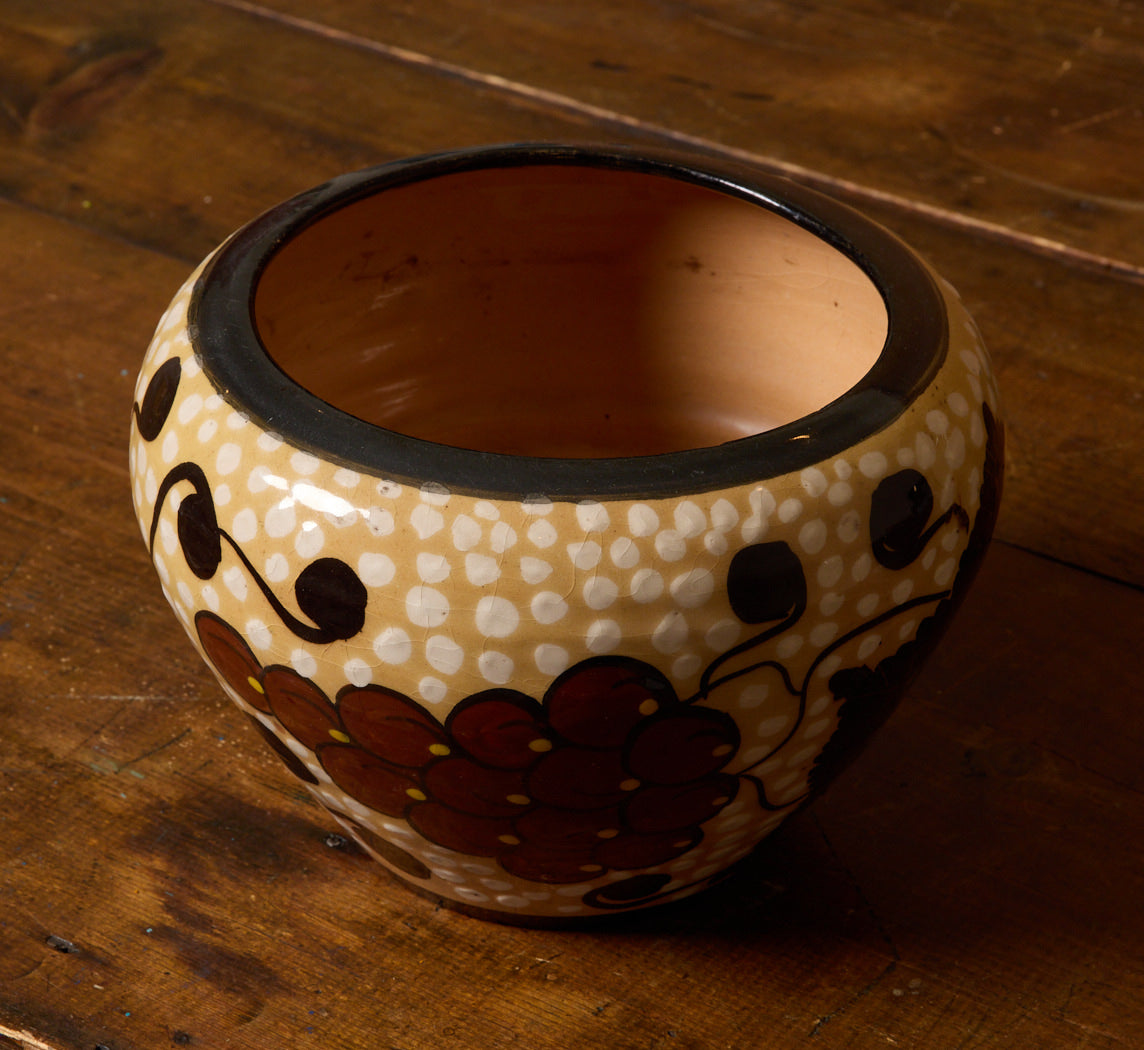 MIDCENTURY ITALIAN BOTANIC MAJOLICA CACHEPOT