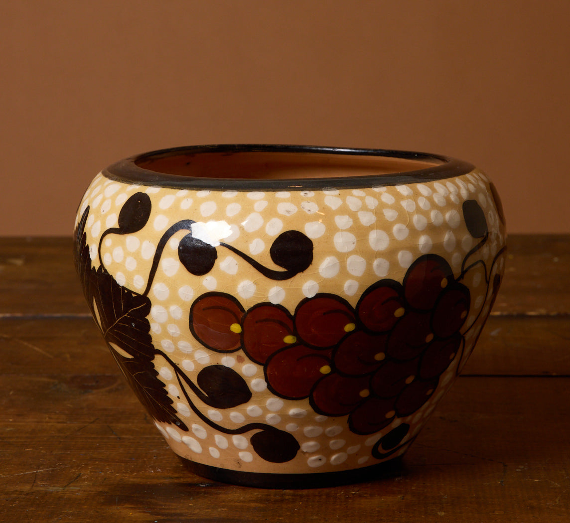 MIDCENTURY ITALIAN BOTANIC MAJOLICA CACHEPOT