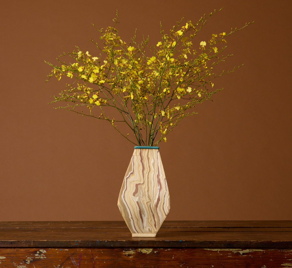 ANGLED NERIKOMI STUDIO POTTERY VASE