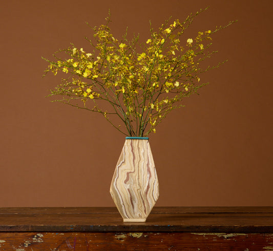 ANGLED NERIKOMI STUDIO POTTERY VASE