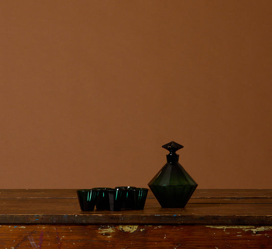 1920S ART DECO EMERALD DECANTER SET