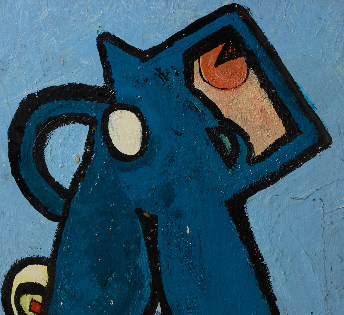 1940S FRENCH ABSTRACT OIL ON WOOD PANEL
