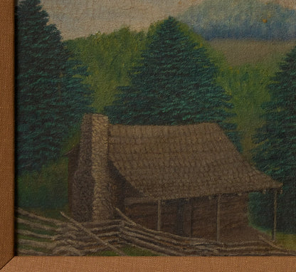 20TH CENTURY MOUNTAIN CABIN LANDSCAPE