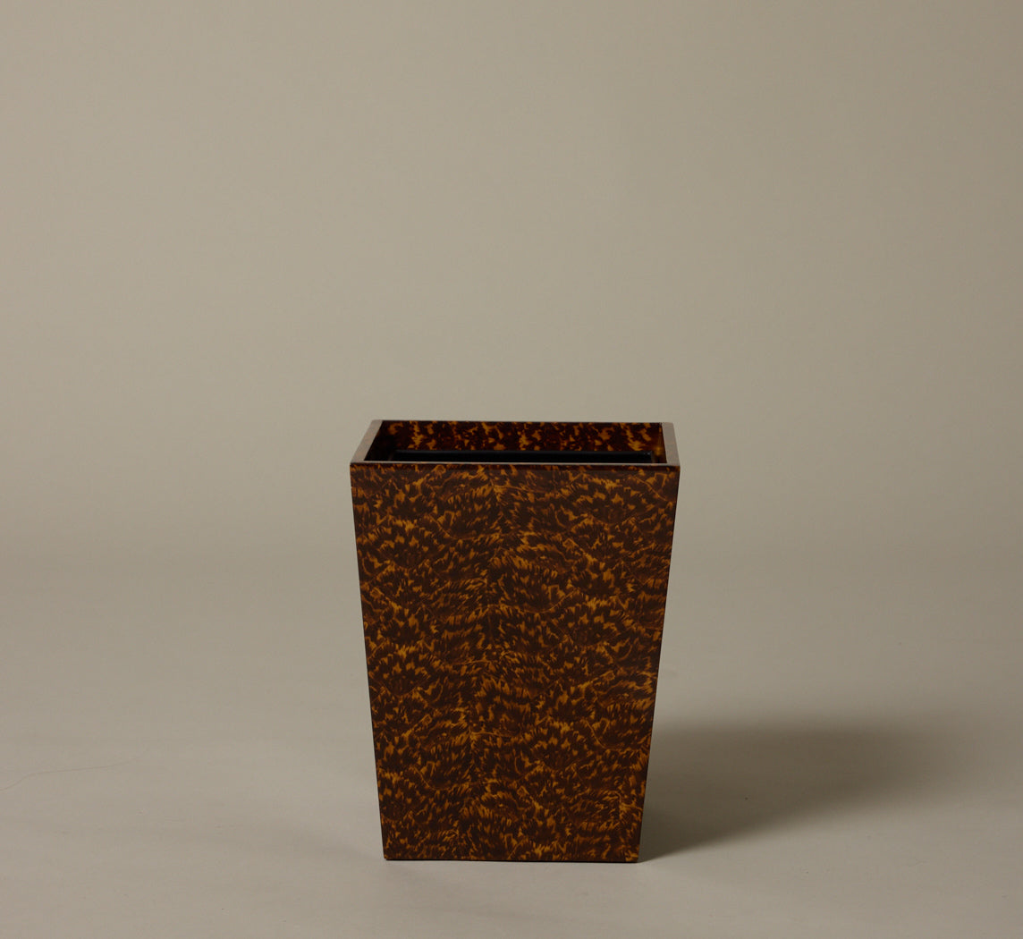 HIGH GLOSS FAUX TORTOISE WASTEBASKET
