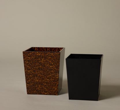 HIGH GLOSS FAUX TORTOISE WASTEBASKET