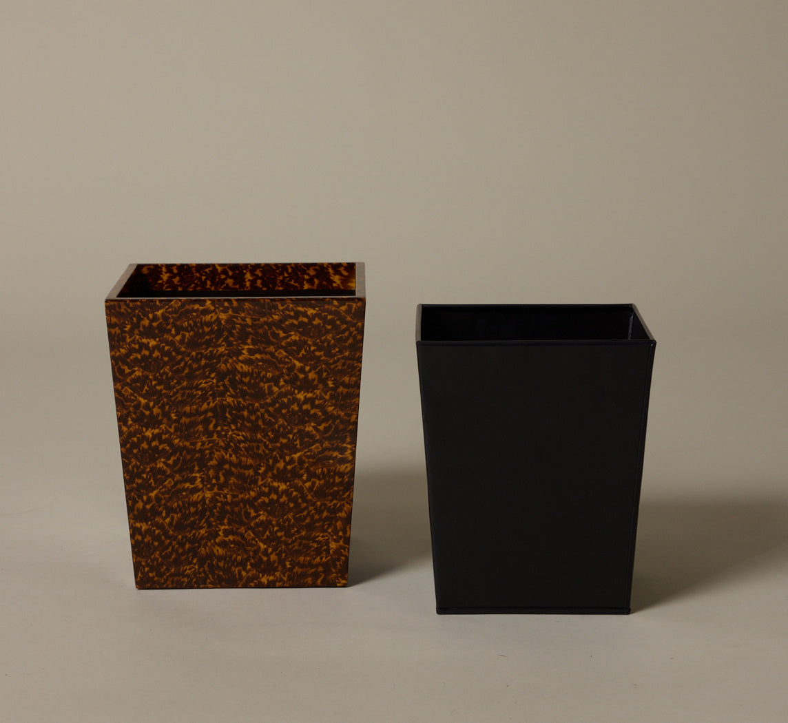 HIGH GLOSS FAUX TORTOISE WASTEBASKET