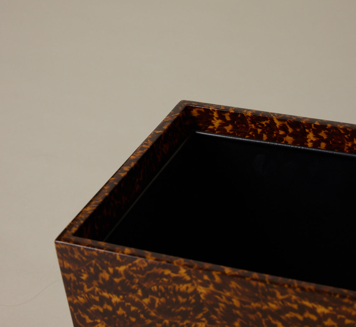 HIGH GLOSS FAUX TORTOISE WASTEBASKET