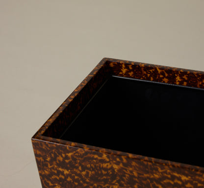 HIGH GLOSS FAUX TORTOISE WASTEBASKET