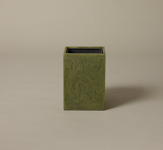 PALE JADE SWIRLED RESIN WASTEBASKET